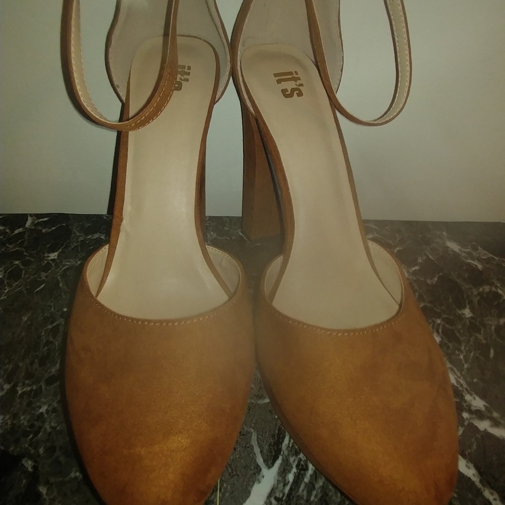 Cognac Platform Heels